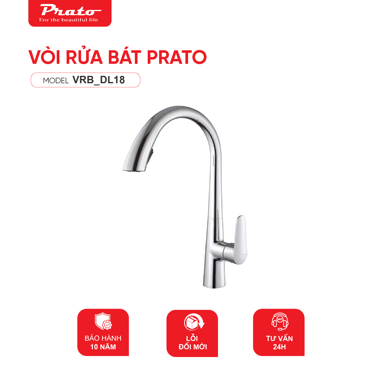 Vòi rửa bát dây rút đồng Prato DL18